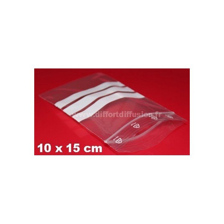 1000 sachets plastiques Zip 100x150 mm avec bandes blanches 1000 sachets plastiques Zip 100x150 mm avec bandes blanches
