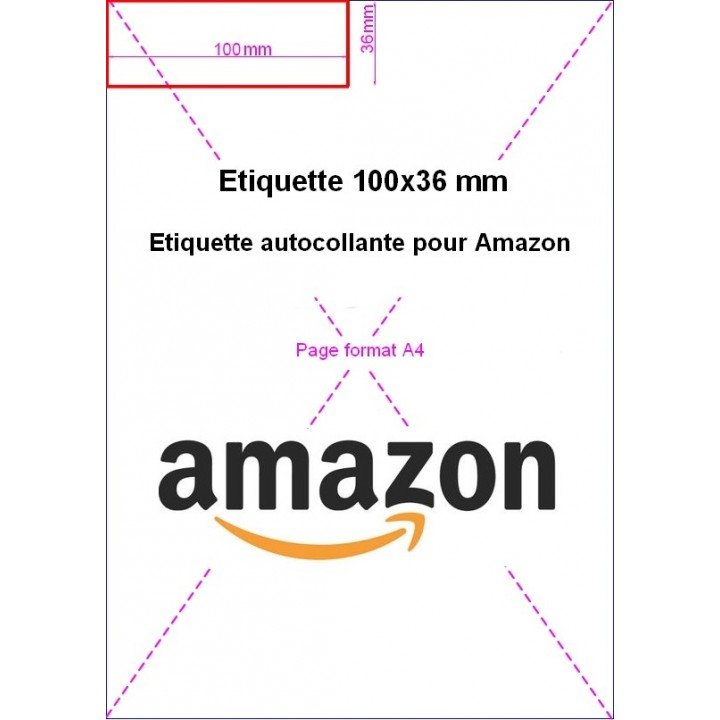 1000 étiquettes adhésives intégrées facture Amazon 100x36mm