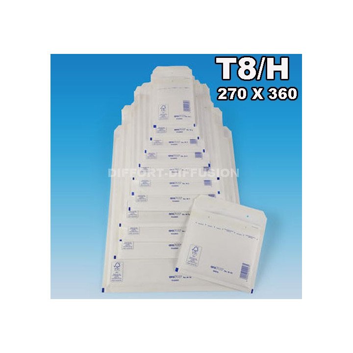 100 ENVELOPPES A BULLES T8 (290*370) BLANCHES DIFFORT DIFFUSION - 1