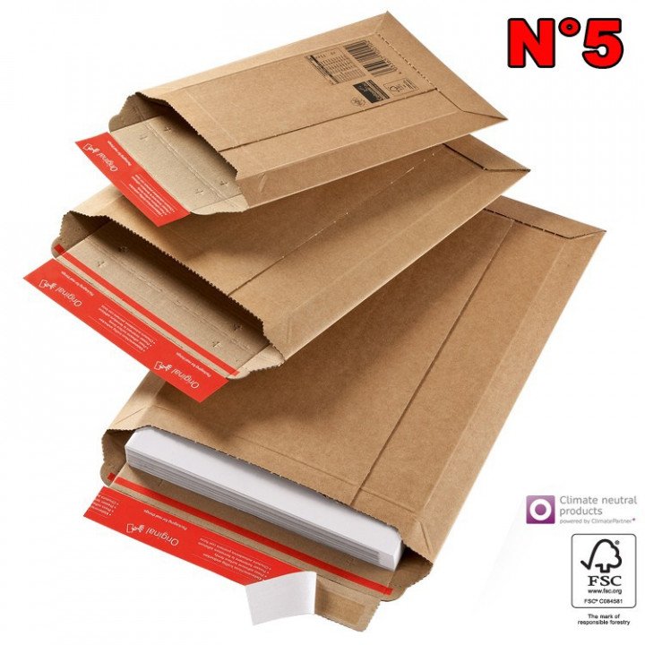 20 Enveloppe cartonnée N°5 (250x340) pochette d'expédition carton ondulé  - 4