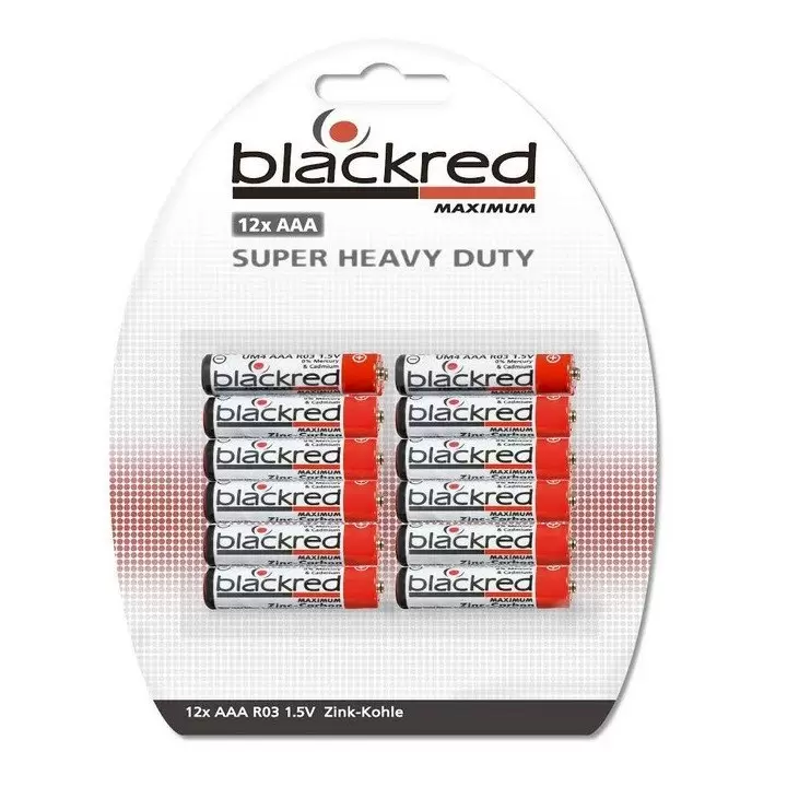  240 piles Blackred AAA R03 (LR03 / LR3) sous blisters de 12