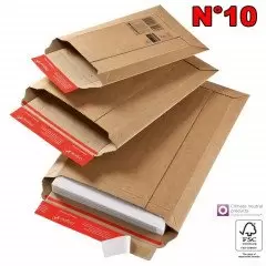 20 Enveloppe cartonnée N°10 (530x720) pochette d'expédition carton ondulé 