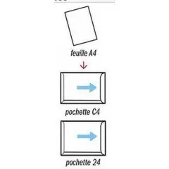 100 enveloppes kraft brun DOS CARTON blanc (format 24) 260x330mm