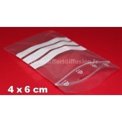Sachet plastique Zip 4x6cm avec bandes blanches 