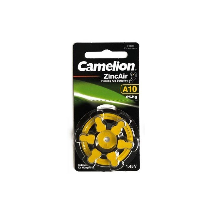 30 piles auditives jaune Camelion N°10 / A10 ZINC AIR