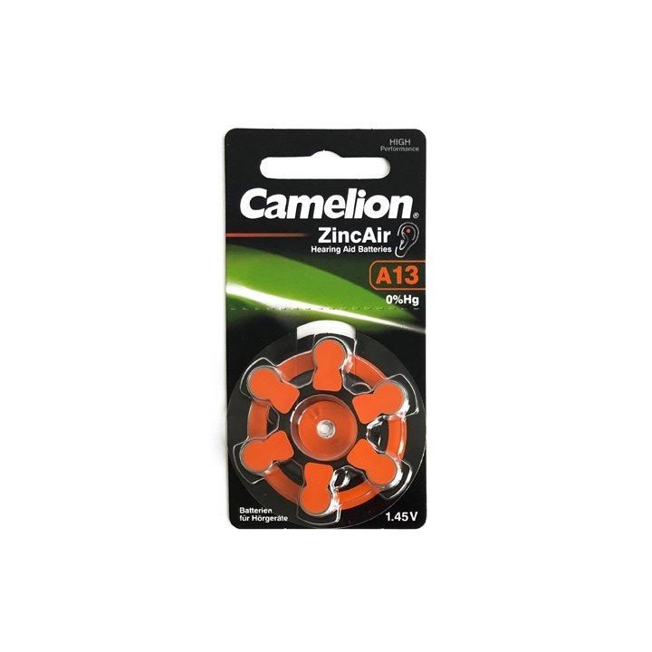 30 piles auditives ORANGE Camelion N°13 / A13 ZINC AIR