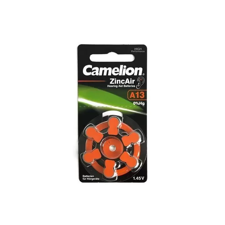 30 piles auditives ORANGE Camelion N°13 / A13 ZINC AIR
