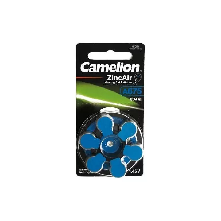 30 piles auditives bleu Camelion N°675 / A675 ZINC AIR