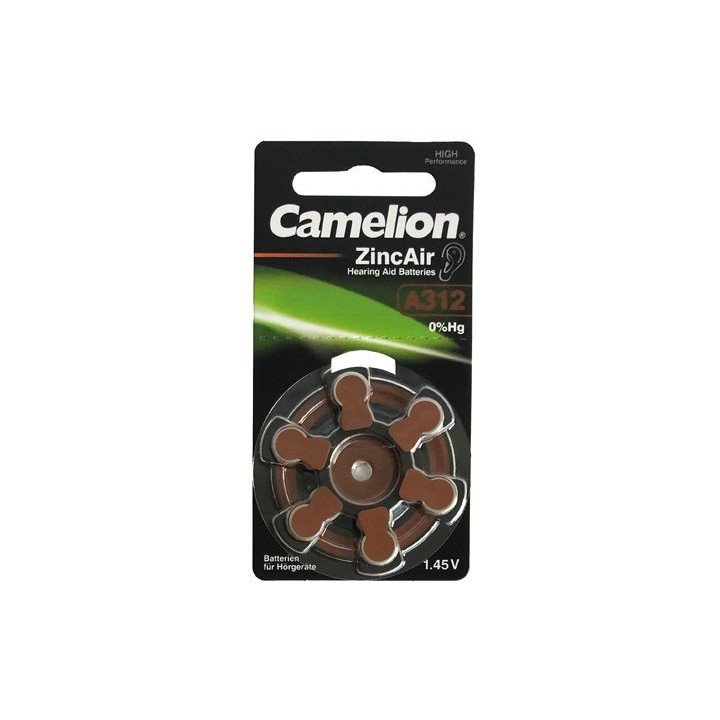 30 piles auditives brun Camelion N°312 / A312 ZINC AIR