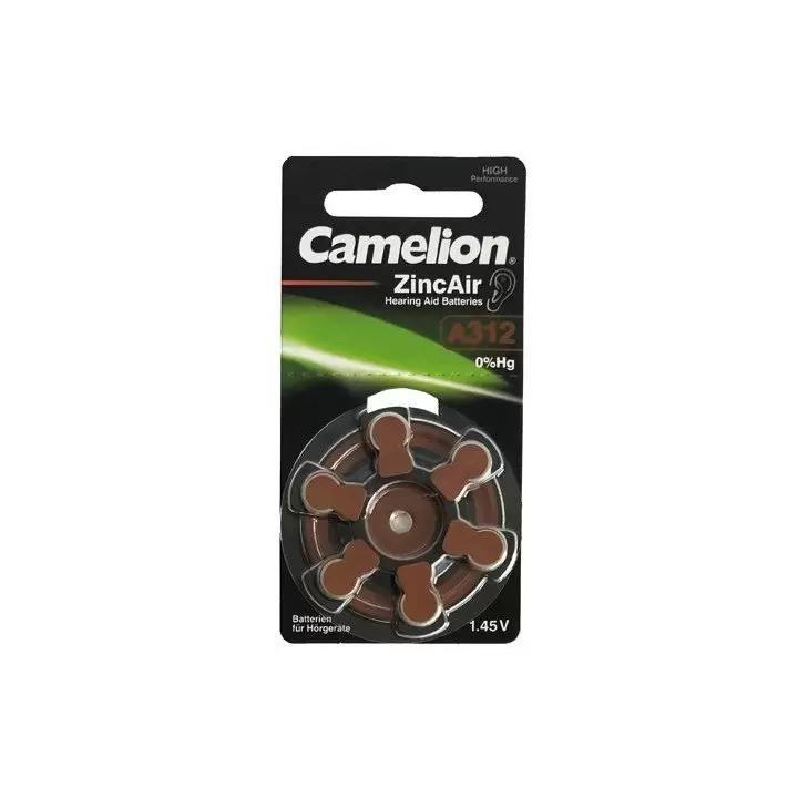 30 piles auditives brun Camelion N°312 / A312 ZINC AIR