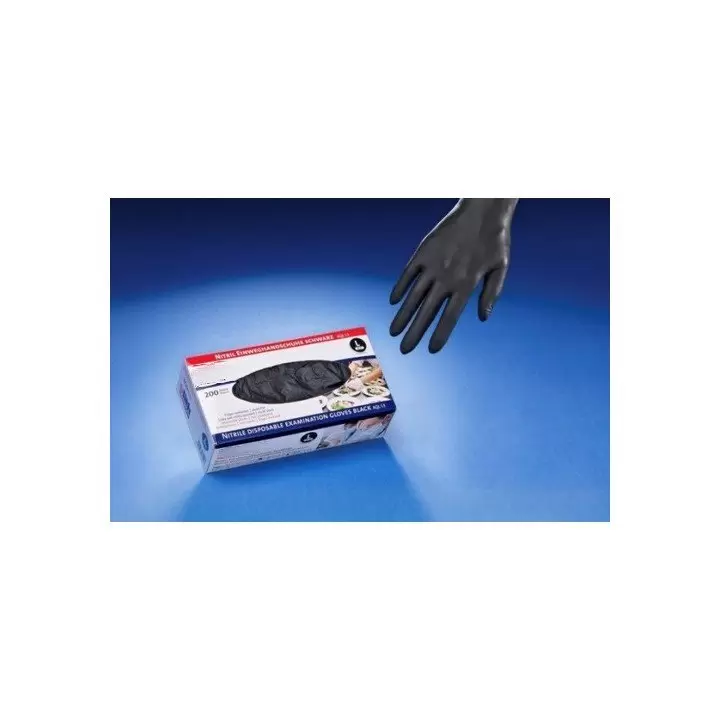 gants noir jetables NITRILE (non-poudré)