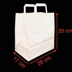 Sac papier kraft BLANC avec poignées plates 260x170x250mm