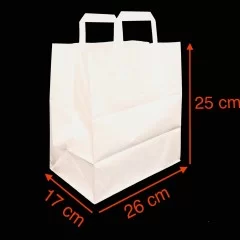 Sac papier kraft BLANC avec poignées plates 260x170x250mm