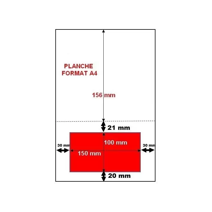 Feuille d'expédition A4 avec étiquette adhésive 100x150mm