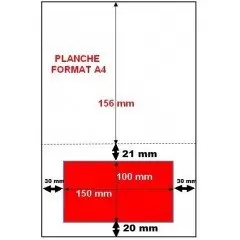 Feuille d'expédition A4 avec étiquette adhésive 100x150mm