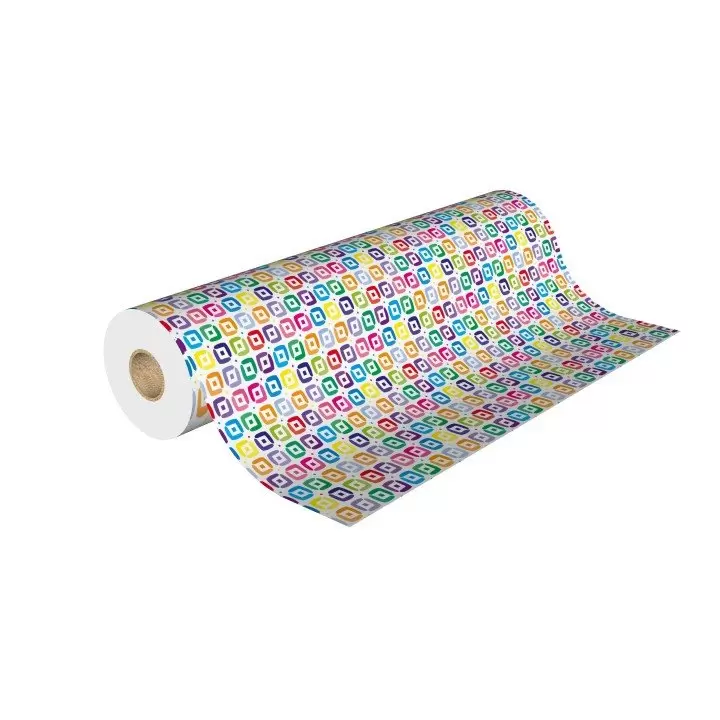 Rouleau papier cadeau 0,70cm x 50m 60g Carré multicolore (H3906)
