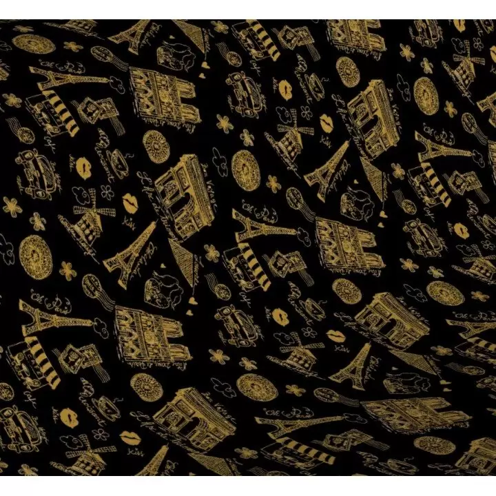 Rouleau papier cadeau 60g PARIS et monuments or