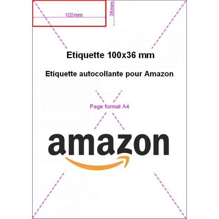 1000 étiquettes adhésives intégrées facture Amazon 100x36mm