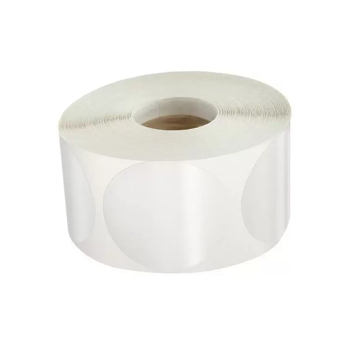 Etiquette gommette ronde transparente (rouleau de 500)