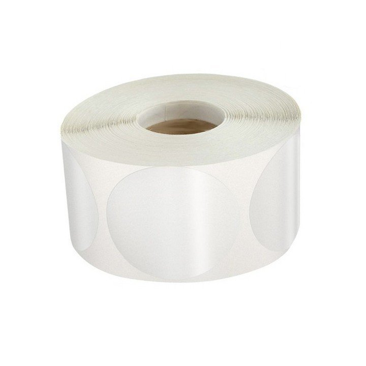 Etiquette gommette ronde transparente (rouleau de 500)