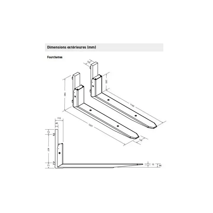 Fourches peseuses dimensions