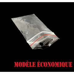 1000 sachets plastiques Zip eco 140x150 mm avec trou de suspension et bande rouge