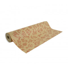 Papier cadeaux kraft vergé 60g motif ancien jouet rouge