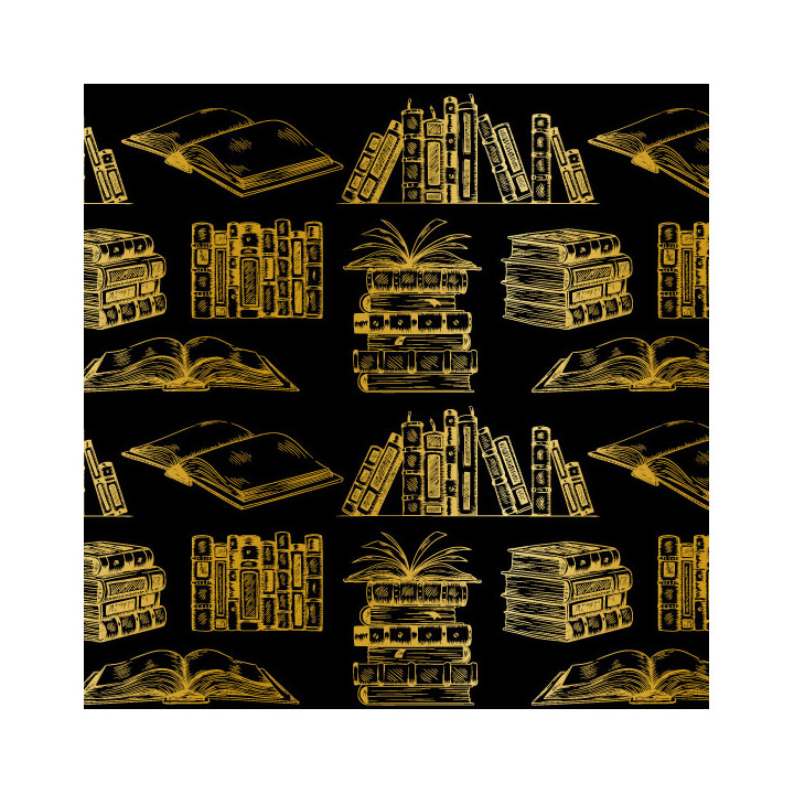 Papier cadeau motif livre bd bouquin album atlas noir et or