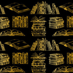 Papier cadeau motif livre bd bouquin album atlas noir et or