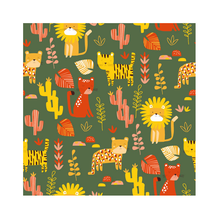 papier cadeau motif animaux jungle félins 7238H