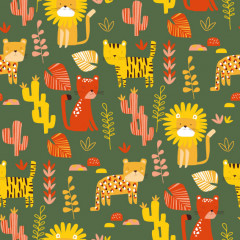 papier cadeau motif animaux jungle félins 7238H