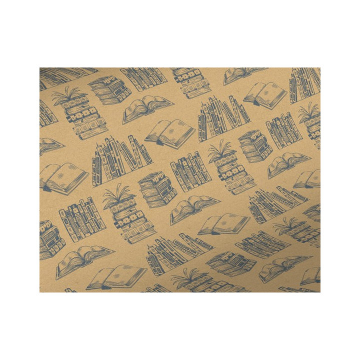 Emballage cadeau en kraft motif livre
