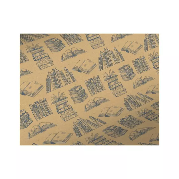 Emballage cadeau en kraft motif livre
