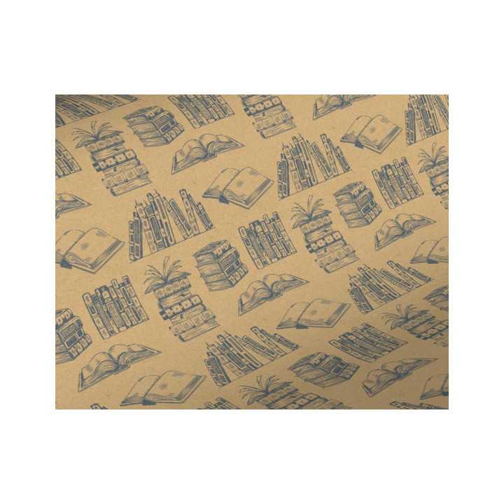 Emballage cadeau en kraft motif livre