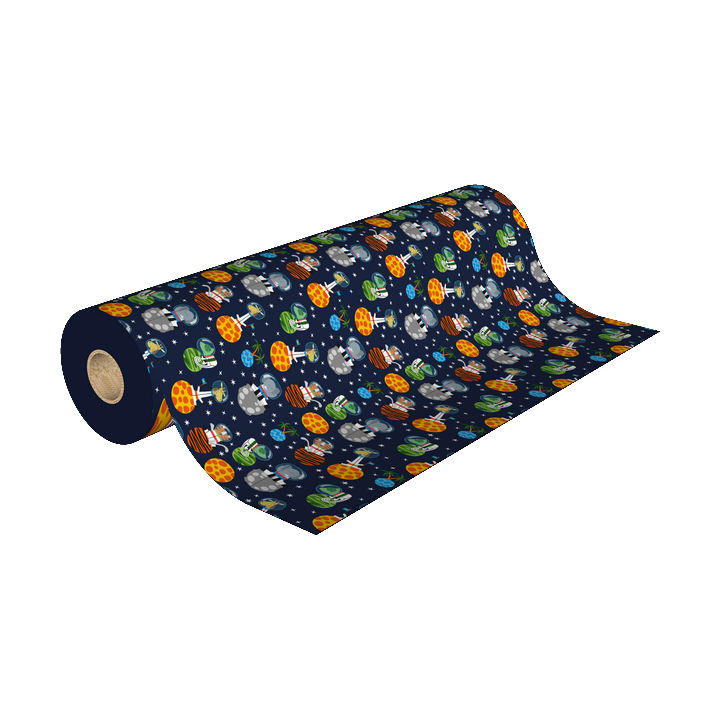 Un rouleau papier cadeau safari en astronaute