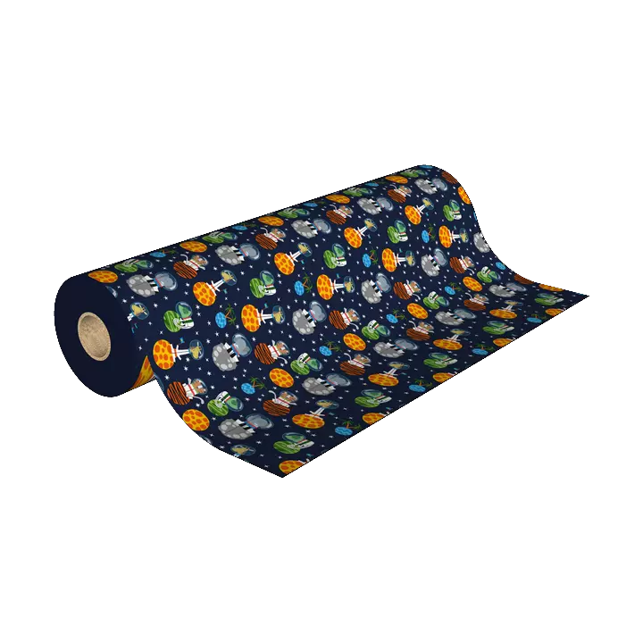 Un rouleau papier cadeau safari en astronaute