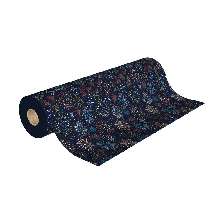 Rouleau papier cadeau 60g motif feux d'artifice multicolores