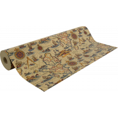 Un rouleau 50 mètres papier cadeau kraft motif carte marine océan continent et monstre marin