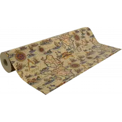 Un rouleau 50 mètres papier cadeau kraft motif carte marine océan continent et monstre marin