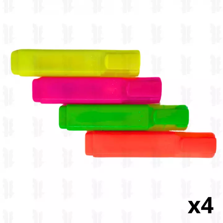 4 surligneurs fluo pointe biseautée 1/5.2mm . Jaune fluo / Rose fluo / Vert fluo / Orange fluo 4 surligneurs fluo pointe biseautée 1/5.2mm . Jaune fluo / Rose fluo / Vert fluo / Orange fluo