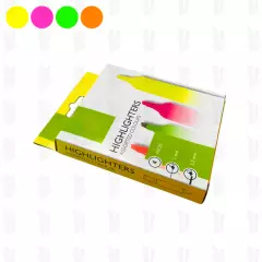 4 surligneurs  fluo pointe biseautée 1/5.2mm . Jaune fluo / Rose fluo / Vert fluo / Orange fluo