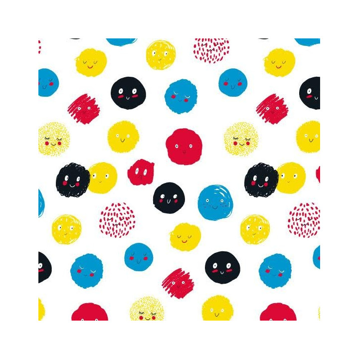 Papier cadeau blanc pour emballage 50m 90g boules de couleurs d'émotion 7380Y