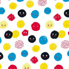 Papier cadeau blanc pour emballage 50m 90g boules de couleurs d'émotion 7380Y