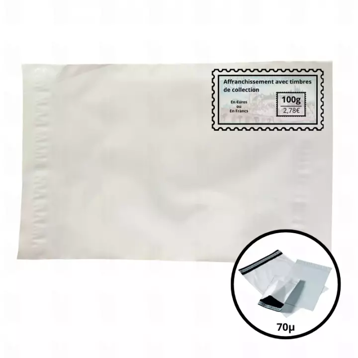 100 enveloppes plastiques pré timbrées 100g tarif 2025 (2.78€) 165*220mm / 70µ