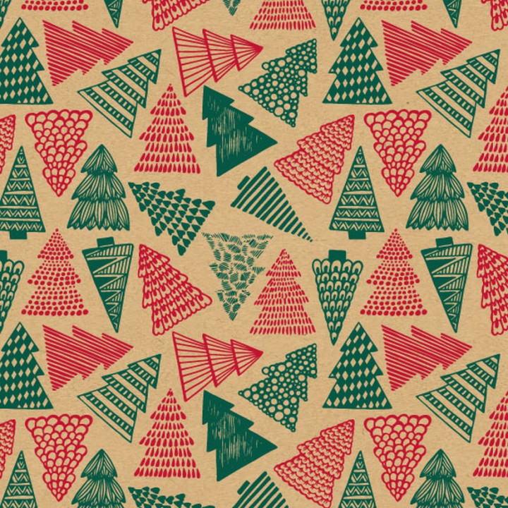 Papier cadeau Noël pour emballage festif 50m 70g sapin rouge et vert 9330