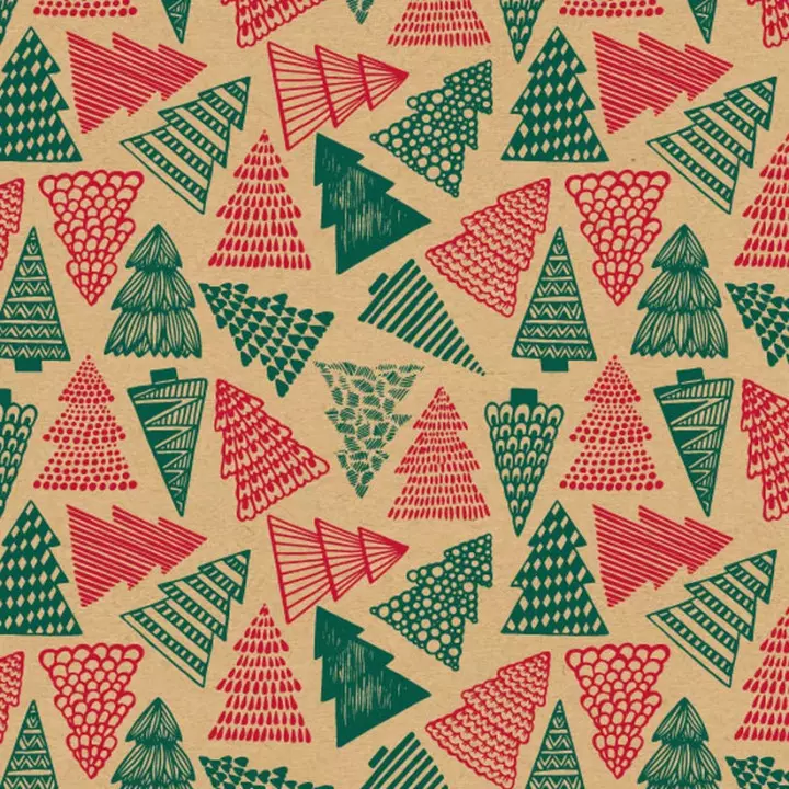 Papier cadeau Noël pour emballage festif 50m 70g sapin rouge et vert 9330