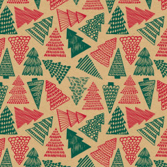 Papier cadeau Noël pour emballage festif 50m 70g sapin rouge et vert 9330