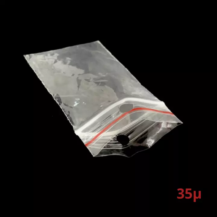1000 sachets plastiques Zip 150 x 220 mm avec trou de suspension et bandes rouges