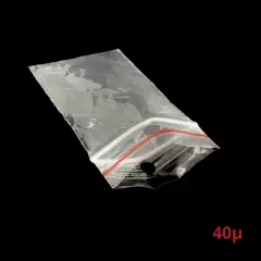 1000 sachets plastiques Zip 160x250 mm avec trou de suspension et bande rouge