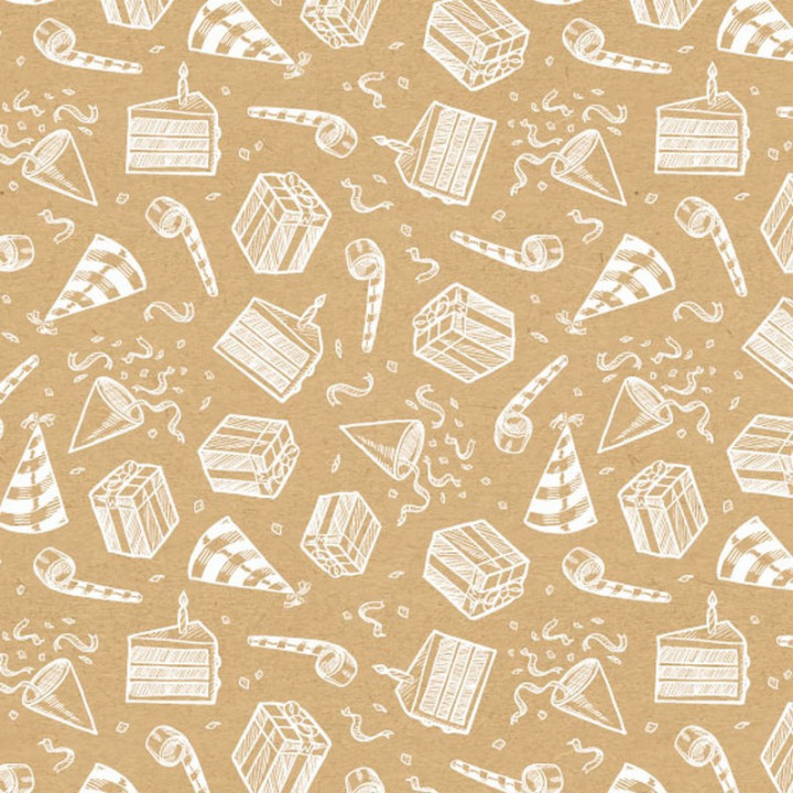 PAPIER emballage kraft anniversaire motif blanc